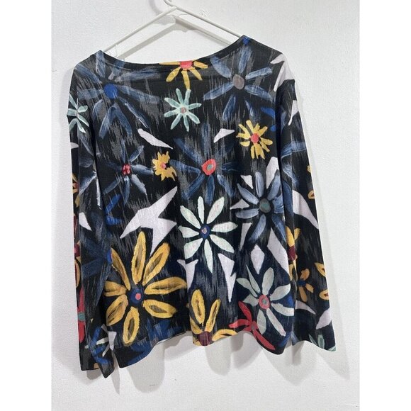 NALLY &‎ MILLIE Womens Floral  Button Front Cardigan long Sleeve Sweater SZ XL - Picture 6 of 8